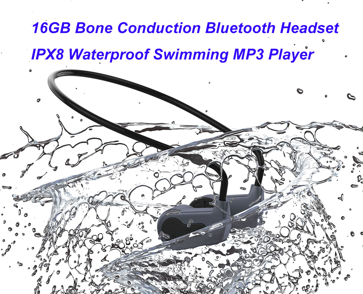 무선 뼈 전도 헤드셋 IPX8 방수 MP3 헤드폰 블루투스 16G MP3 수영 스포츠 이어폰 음악 플레이어